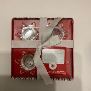Williams Sonoma Vintage Snowflake Taper Candle Holders Set